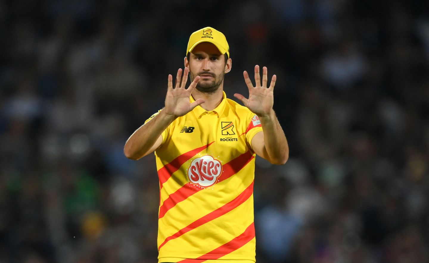 Trent Rockets' captain Lewis Gregory organises the field